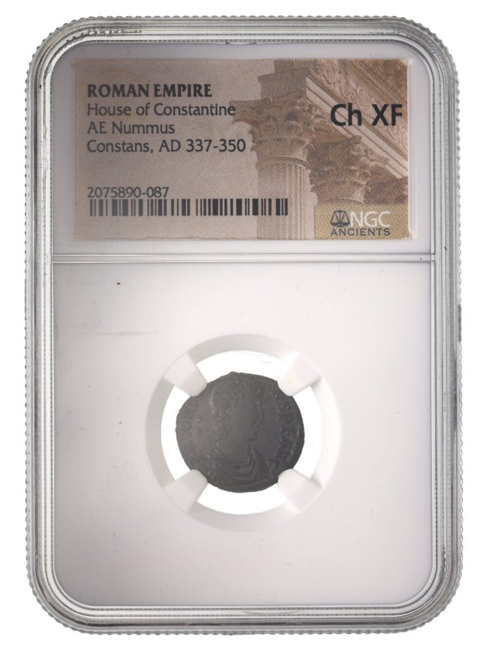 Constans Late Roman Bronze Coin AD 337-350 NGC Ch XF Ancient
